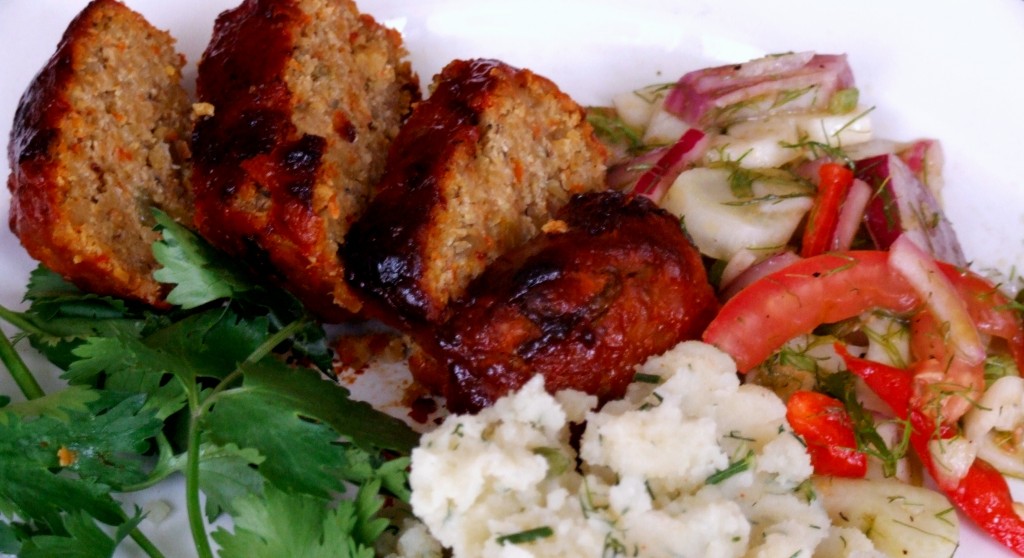 A gluten-free vegan "no-meat loaf" I made in my cafe.