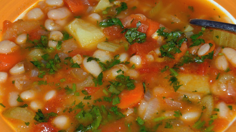 Israeli White Bean Soup - a favorite recipe from my cafe days, still a big favorite! Easy to make, pretty to look at, delicious, nutritious.